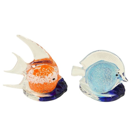 PARTYLITE Riviera Bermuda Tropical Angel Fish Glass Tealight Candle Holder Set